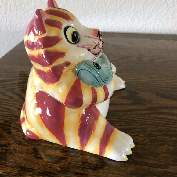 Bella Casa Cat Piggy Bank "Charlie" Tabby Cat Fish - Picture 4 of 8